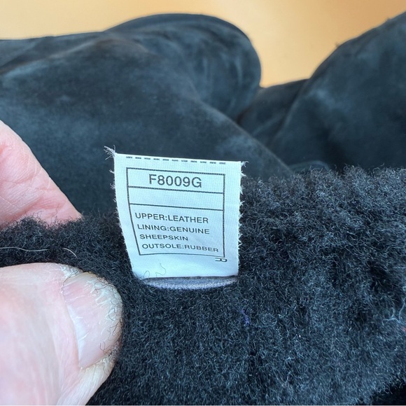 UGG Australia Roseberry Boots Black Suede Leather Sheepskin Laces Women’s Size 9 - Picture 9 of 15